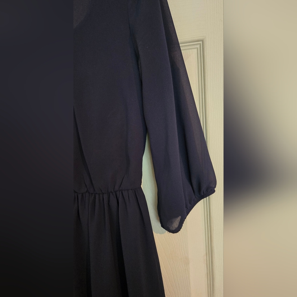 Iz Byer Kohls Navy Blue Scoop Neck Shift Flowy Dress Mini - Picture 5 of 7